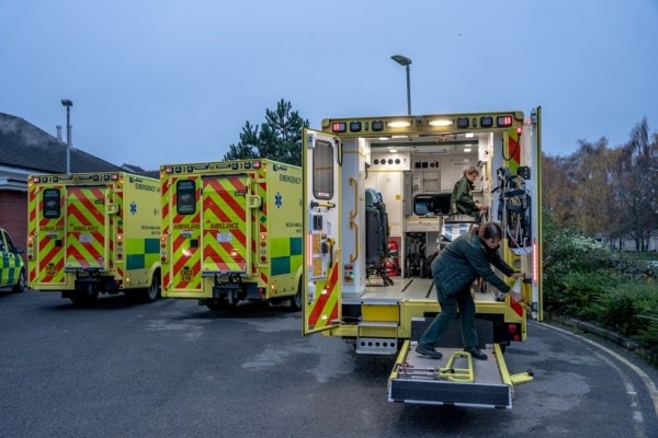 Ambulances in Wrexham, Wales, 1 December 2022.