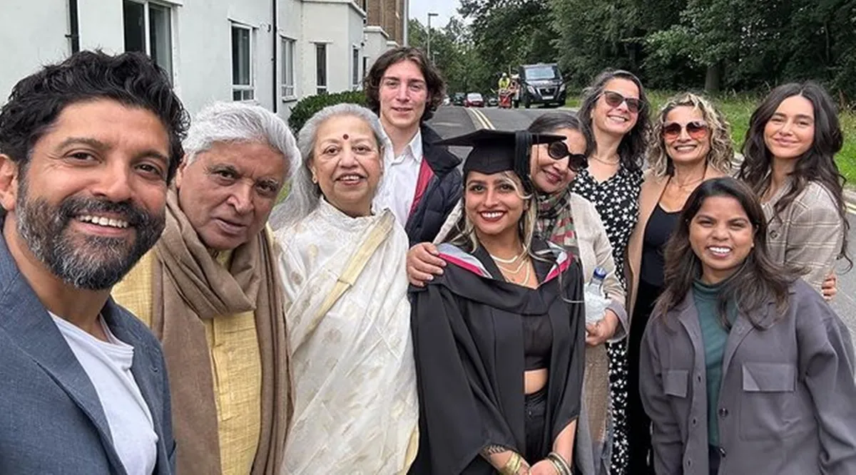 Farhan Akhtar attends daughter Shakyas convocation along with wife Shibani Dandekar, ex-wife Adhuna, Javed-Shabana, Honey Irani; see photos Bollywood News