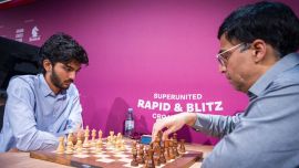 India's Viswanathan Anand takes on India's D Gukesh.