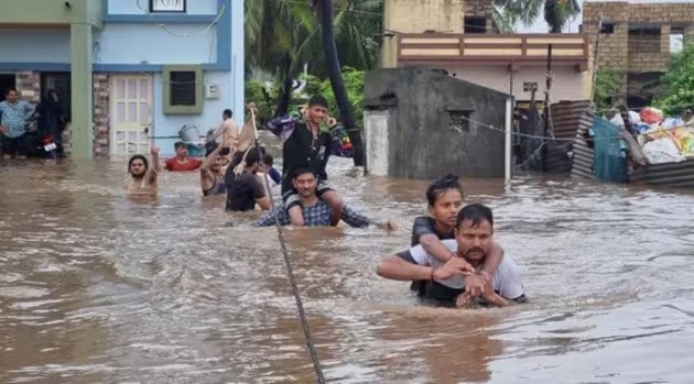 People being rescued from Gir Somnath. (Express Photo)
