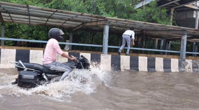 A flooded road near Rajeev Chowk