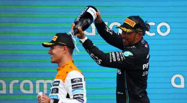 Lando Norris and Lewis Hamilton