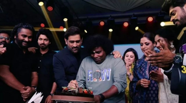 MS Dhoni and Yogi Babu at LGM trailer launch