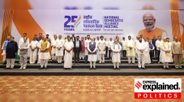New Delhi: Prime Minister Narendra Modi with BJP President J P Nadda, Union Ministers Rajnath Singh, Amit Shah, Nitin Gadkari, AIADMK General Secretary Edapaddi K Palaniswami, Shiv Sena (Shinde) chief Eknath Shinde, Nagaland Chief Minister Neiphiu Rio and other leaders during the meeting of the National Democratic Alliance (NDA) ahead of the Lok Sabha polls, in New Delhi on July 18, 2023.