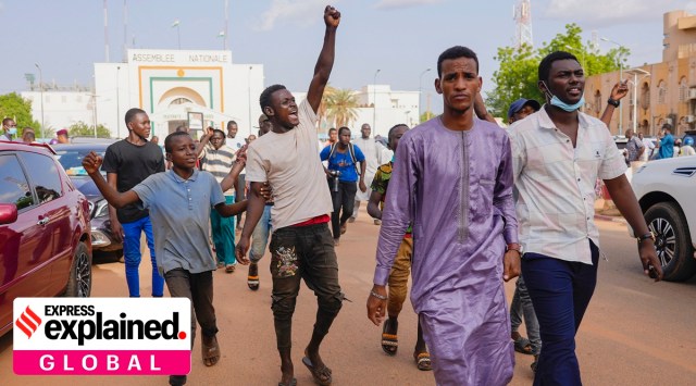 Supporters of Nigerien President Mohamed Bazoum demonstrate in his support in Niamey, Niger, Wednesday July 26 2023. Governing bodies in Africa condemned what they characterized as a coup attempt Wednesday against Niger's president, whose official Twitter account reported that elements of the presidential guard engaged in an "anti-Republican demonstration" and tried to obtain the support of other security forces.
