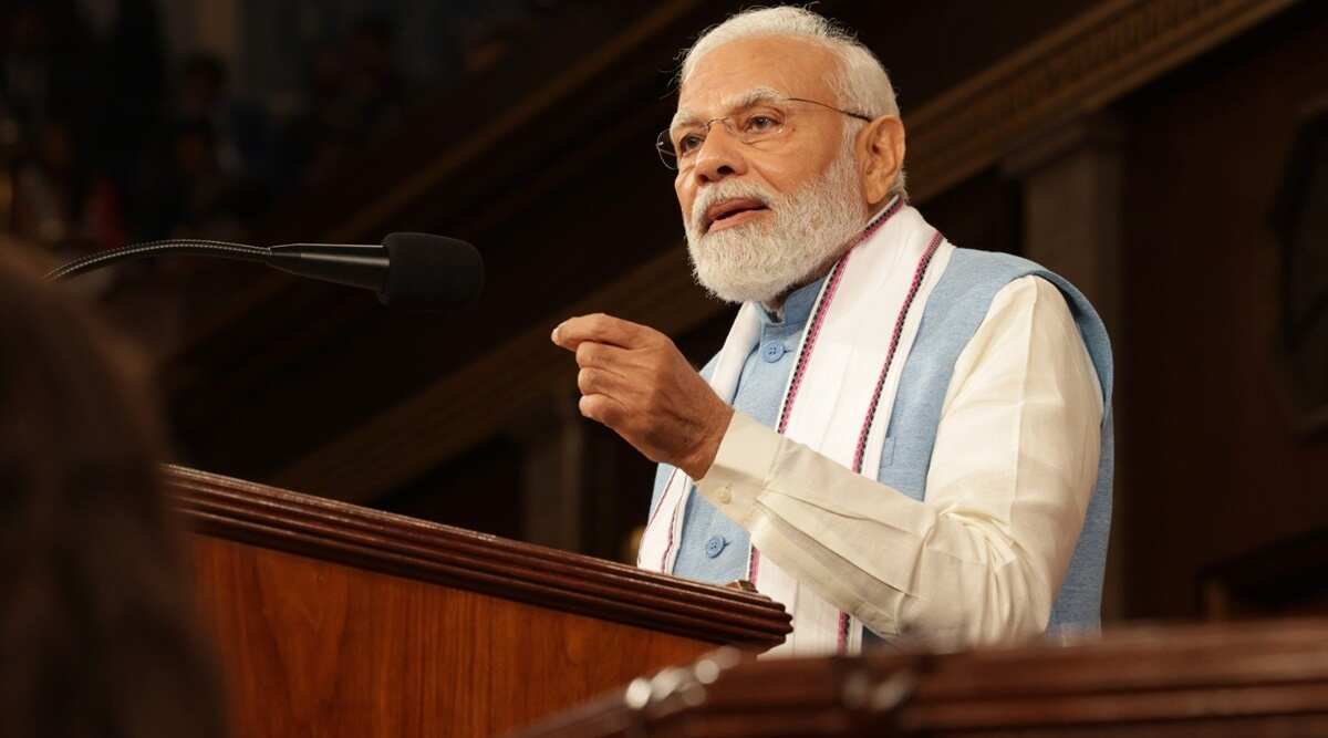 [Image of PM Modi at the Tilak Smarak Mandir]