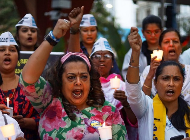 AAP protest over Manipur violence