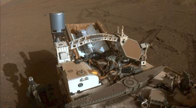 The perseverance mars rover can be seen in this image taken on mars