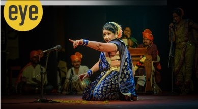 Popular folk artist and Lavani queen Shakuntala Bai Nagarkari in performance