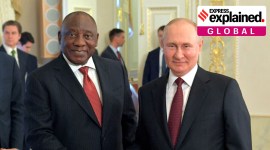FILE PHOTO: Russian President Vladimir Putin meets with delegation of African leaders in Saint Petersburg Putin with Cyril Ramaphosa