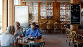 Patrons dine at the restaurant at Arbikie Distillery, near Montrose, Scotland, June 15, 2023. (Robert Ormerod/The New York Times)