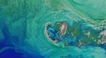 Satellite image of the Tyuleni Archipelago, an island group in the north-eastern Caspian