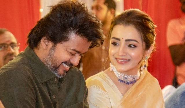 Trisha and Vijay at the launch of Leo