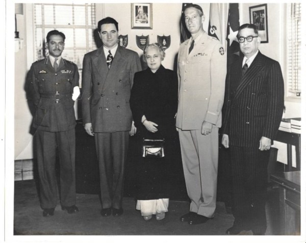 Unni Nayar with Mrs Pandit, Gen. Mark Clark, Mr Kripalani.