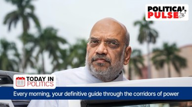 Union Home Minister Amit Shah outside Parliament House complex during Monsoon session, in New Delhi