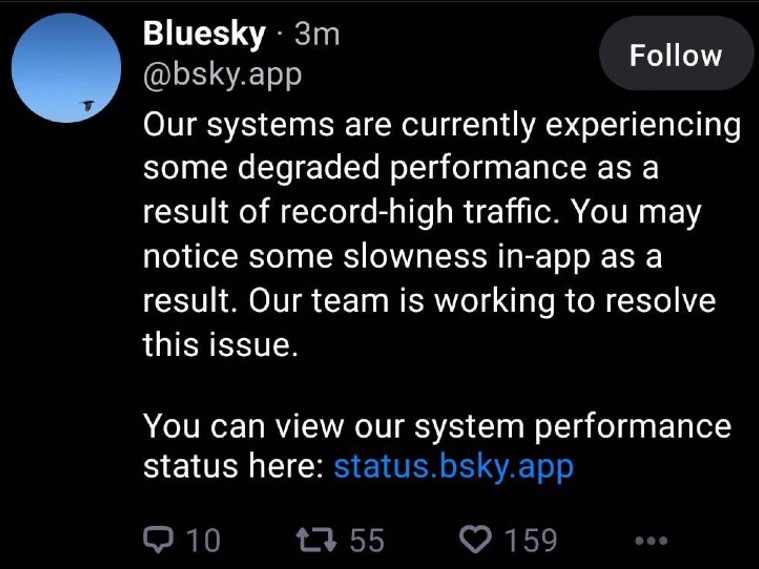 Bluesky gains from Twitter’s new reading limits for users, witnesses all time high traffic
