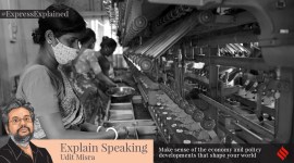 Worker working with silkworms at a silk factory in Agartala.