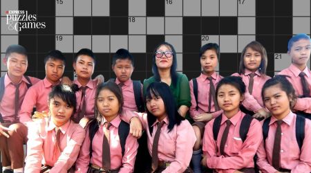 indian school students ready for a crossword contest
