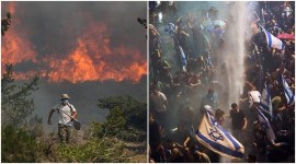 world news, israel protests, greece wildfires