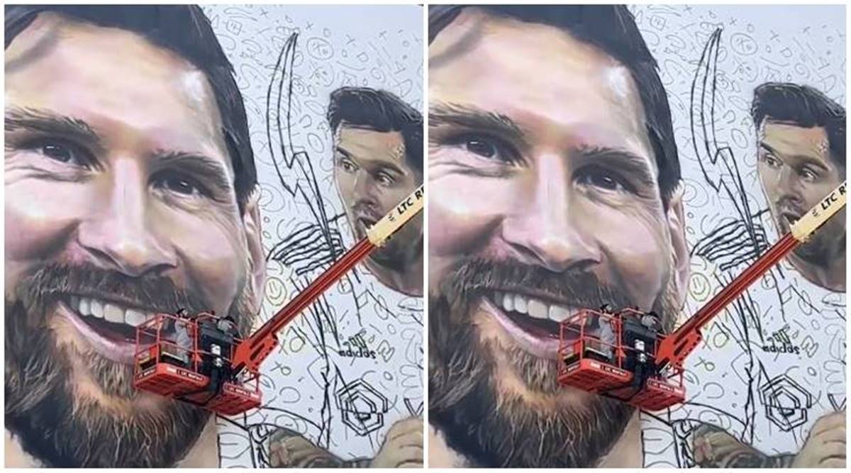 Watch: Lionel Messi mural gets finishing touch from David Beckham before Inter Miami arrival | Football News, The Indian Express