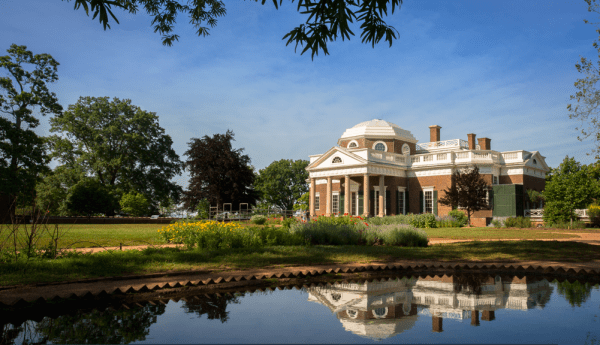 Monticello, the home of Thomas Jefferson, is a historical landmark in Virginia