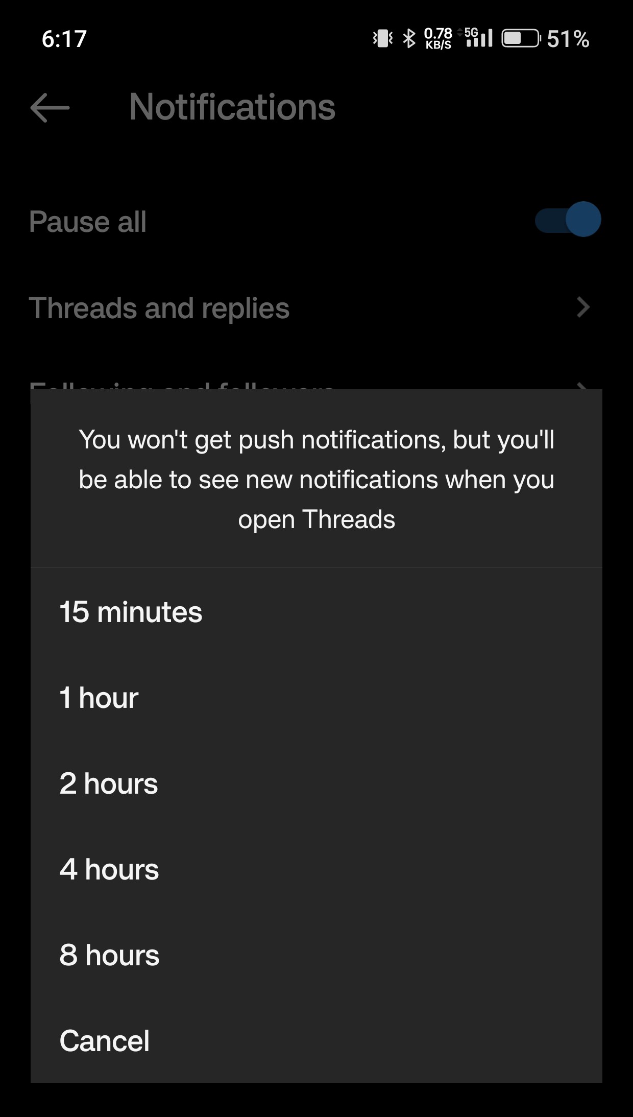 Pause themes notifications