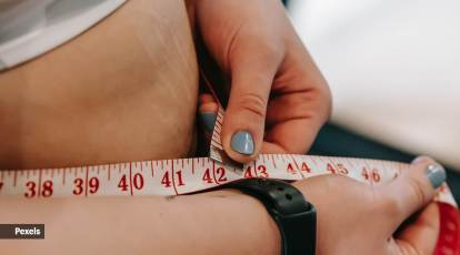 Premium Photo  Weightloss health and woman with measuring tape in