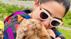 Sara shared images of herself relaxing by a natural stream of water in the comfortable outfit. (Source: Sara Ali Khan/ Instagram)