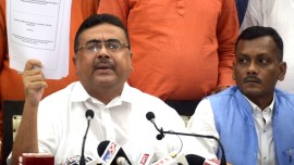 Suvendu Adhikari, Mamata Banerjee, TMC rejects claim, political consultancy, Governor C V Ananda Bose, Webel Technology Limited, indian express, indian express news