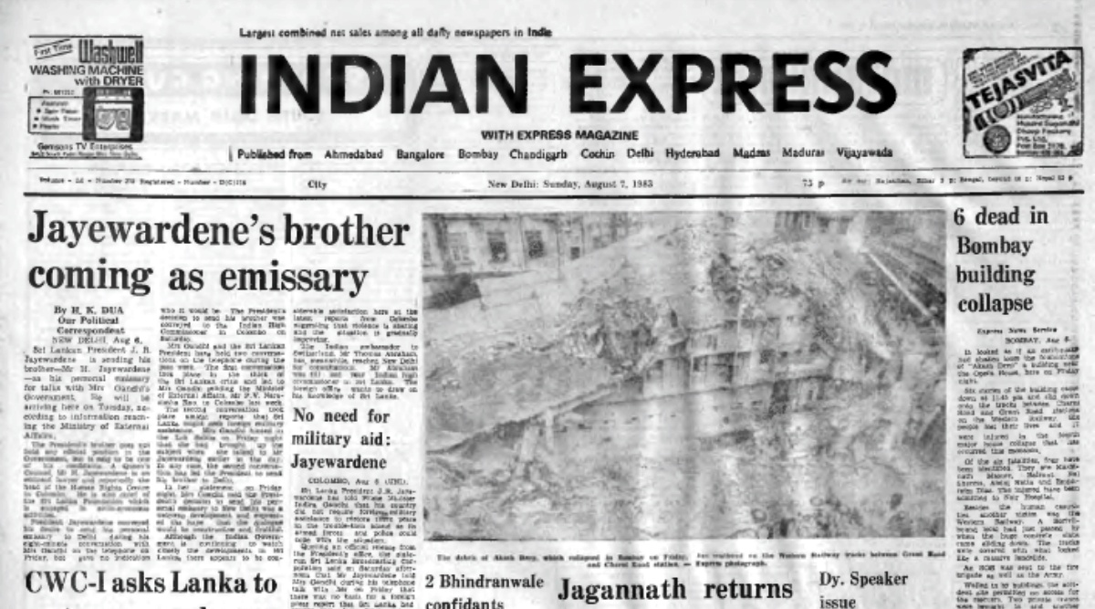 Sri Lankan President, J R Jayewardene, Indira Gandhi, Mumbai earthquake, J&K officers strike, Indian express, Opinion, Editorial, Current Affairs