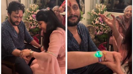 Mohammed Zeeshan Ayyub gets a unique rakhi from Ankita Bhargava. Watch video