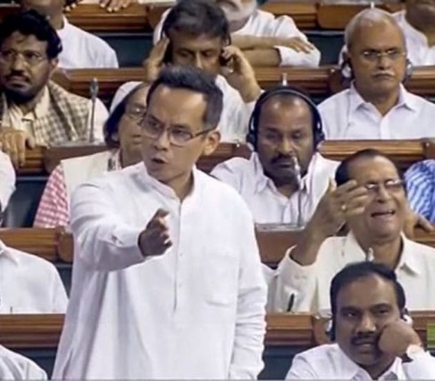Congress MP Gaurav Gogoi initiates the debate on motion of no-confidence in the Lok Sabha in the ongoing Monsoon session of Parliament on Wednesday. (PTI photo)
