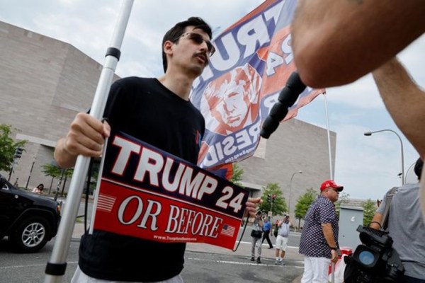 Preparation for the eventual arrival of former U.S. President Donald Trump at U.S. District Court, in Washington