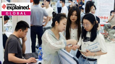 People attend a job fair in a mall in Beijing, China, on June 30, 2023.