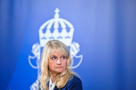 Sweden's Security Police Chief Charlotte von Essen attends a press conference in Stockholm