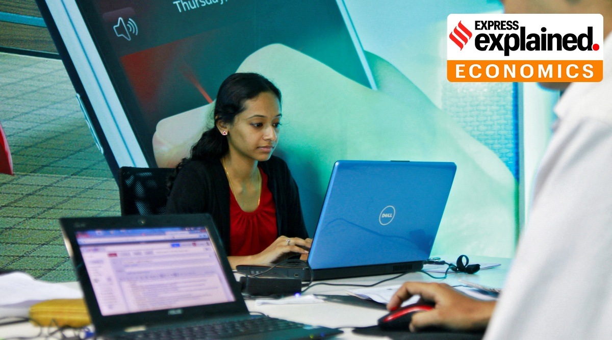 Employees work on their laptops at the Start-up Village in Kinfra High Tech Park in Kochi.