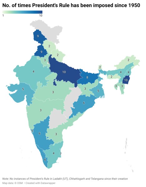 13 years in J&K, 10 times in Manipur, UP: History of President’s Rule ...