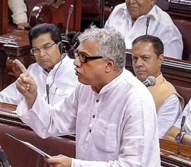 Trinamool Congress MP Derek O’Brien almost got suspended from Rajya Sabha for the remainder of the monsoon session on Tuesday after getting into a heated argument with Chairman Jagdeep Dhankhar. The war of words erupted after O’Brien raised a point of order to again urge that a debate on Manipur be allowed under Rule 267, despite the Chair warning him before he took the floor. (PTI photo)