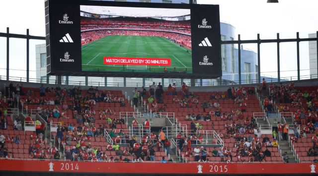 General view of a big screen at the Emirates Stadium