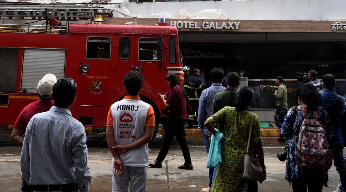 Mumbai fire incident, fire break out near CSMIA, fire broke out at Galaxy Hotel in Santacruz East, Mumbai Fire Brigade, fire fighting system, indian express news
