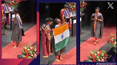 Indian student unfurls tricolour during convocation abroad