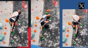 Man climbs wall without using his hands