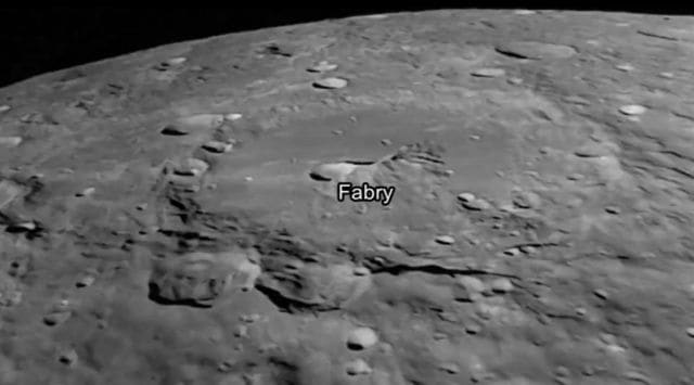 The Fabry crater can be seen in this image taken by ISRO's Chandrayaan-3 mission