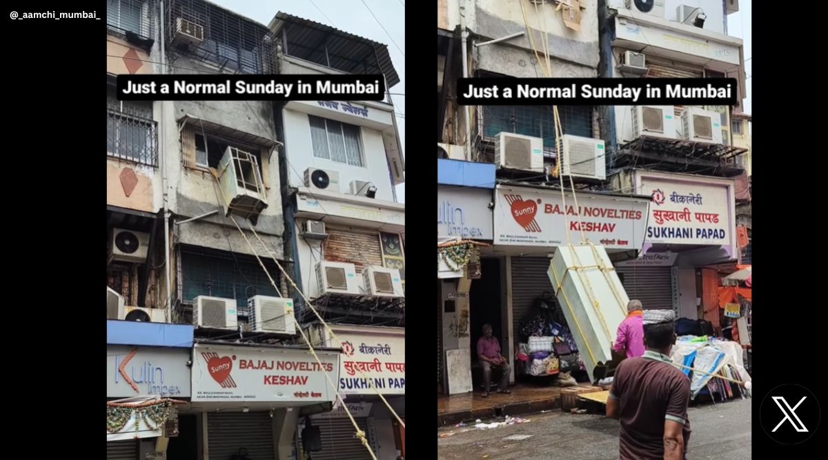 ‘Rappelling skill 1000’ This is how people transported furniture out of a Mumbai building