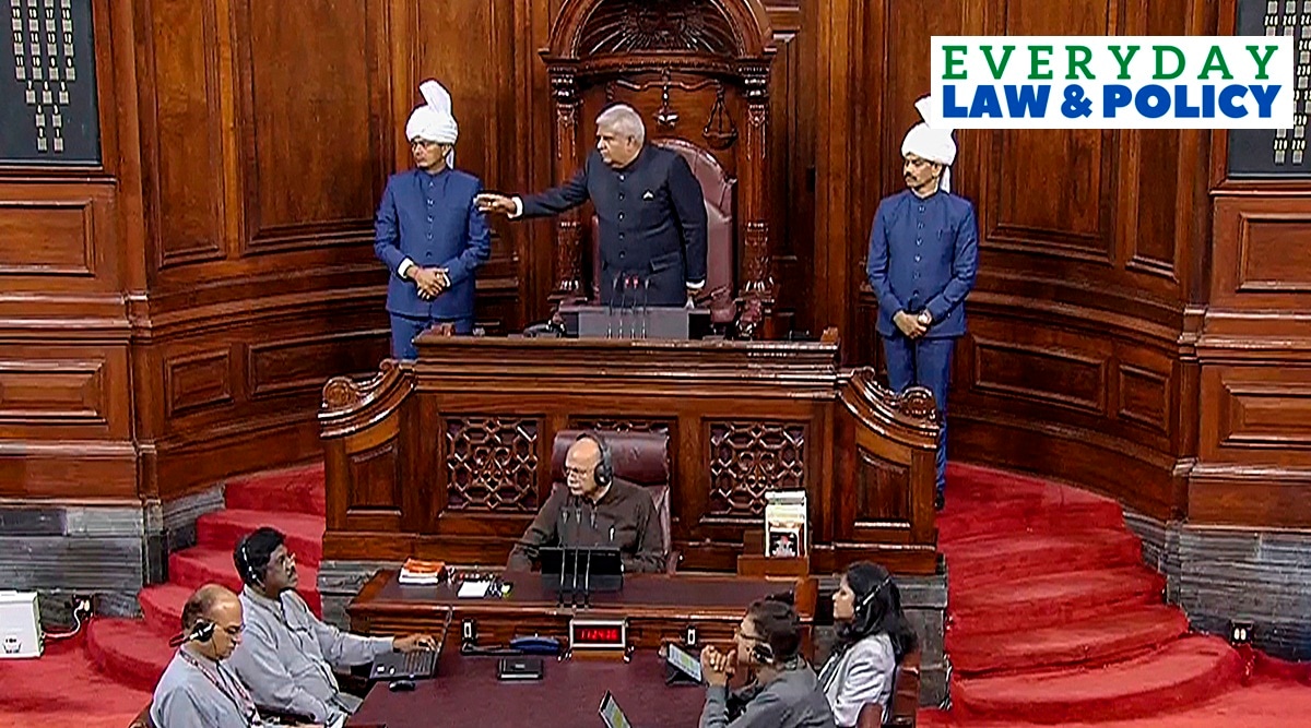 Rajya Sabha Chairman Jagdeep Dhankhar conducts proceedings in the House during the Monsoon session of Parliament, in New Delhi, Friday, Aug. 4, 2023.