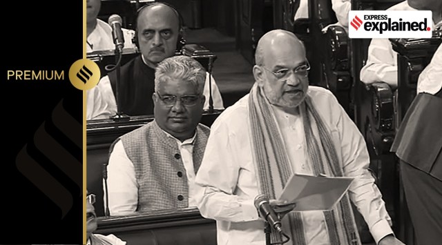 Union Home Minister Amit Shah speaks in the Rajya Sabha during the Monsoon session of Parliament, in New Delhi, Monday, Aug. 7, 2023.