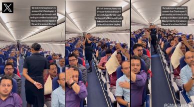 Passengers on IndiGo flight cheer after pilot’s announcement on Chandrayaan-3’s successful landing on Moon