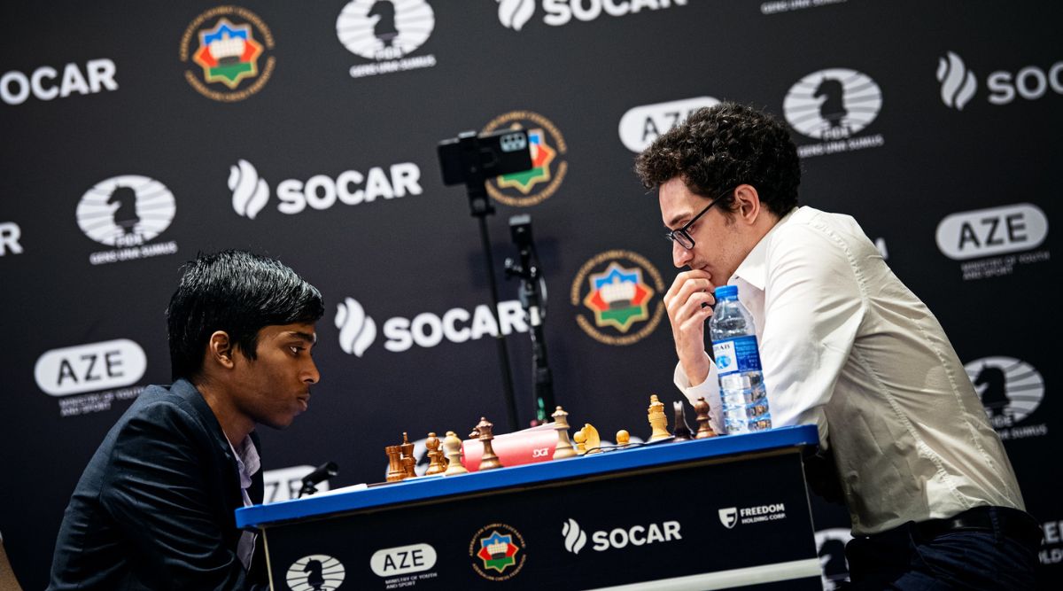 Praggnanandhaa defeated world no. 3, Fabiano Caruana in the tie-breaker  round of the FIDE World Cup chess showdown. - The Global Indian