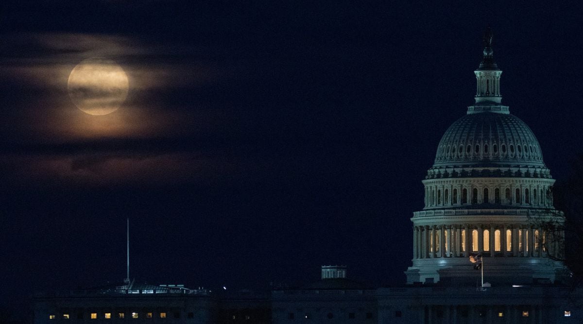 Supermoon behind the US Capitol