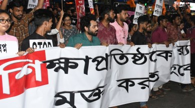 Suvendu adhikari, Adhikari alleges left outfit attack, Jadhavpur University protest, Jadavpur University, Jadavpur University (JU), Jadavpur University student dies, Jadavpur University student dies, JU student ‘fall from hostel balcony, deceased students family allegations, West Bengal, Kolkata, Indian Express, current affairs